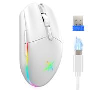 TECKNET Mouse Gaming Wireless, 8000DPI Gaming Mouse Wireless Ricaricabile, Doppia Modalità a 2.4G e Cablato, 6 Modalità RGB, Gaming Mouse Pc con Pulsanti Programmabili per Window XP/11/10/8/7, Bianco