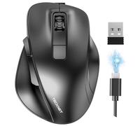 TECKNET Mouse senza fili Bluetooth ricaricabile con 3 dispositivi (2 Bluetooth + USB), 4800DPI, 6 tasti, mouse wireless silenzioso ergonomico per computer portatile/PC/tablet/MacBook, grigio