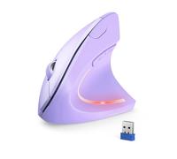 TECKNET Mouse Verticale, 4800 DPI Mouse Wireless Ergonomico, Protegge Il Braccio, Mice Senza Fili 6 Pulsanti per PC, Computer Portatile, Mac, Viola