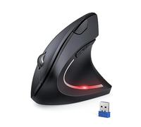 TECKNET Mouse Verticale, 4800 DPI Mouse Wireless Ergonomico, Protegge Il Braccio, Mouse Senza Fili 6 Pulsanti per PC, Computer Portatile, Mac, Nero