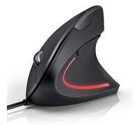 TECKNET Mouse Verticale Cablato, 6400 DPI Mouse Ergonomico con Filo, Protezione del Polso, Cavo USB 1,5 m, Mouse Silenzioso con 6 Pulsanti per PC, Laptop, Windows, Mac, Nero
