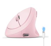 TECKNET Mouse Verticale, Mouse Bluetooth Ergonomico Ricaricabile, Multi-dispositivo (BT5.0/3.0 + 2.4G), 4800 DPI, Clic Silenziosi, 6 Pulsanti Per PC, Computer Portatile, Mac - Rosa