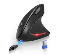 TECKNET Mouse Verticale, Mouse Bluetooth Ergonomico Ricaricabile, Wireless Ottico Right Handed 6 Pulsanti, Multi-dispositivo (BT5.0/3.0+USB-A), 4800 DPI 6 Livelli Regolabili, Ampia compatibilità-Nero