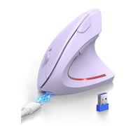 TECKNET Mouse Verticale, Mouse Bluetooth Ergonomico Ricaricabile, Wireless Ottico Right Handed 6 Pulsanti, Multi-dispositivo (BT5.0/3.0+USB-A), 4800 DPI 6 Livelli Regolabili, Ampia compatibilità-Viola