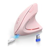 TECKNET Mouse Verticale, Mouse Bluetooth Ergonomico Ricaricabile, Wireless Ottico Right Handed 6 Pulsanti, Multi-dispositivo (BT5.0/3.0+USB-A), 4800 DPI 6 Livelli Regolabili, Ampia compatibilità-Rosa