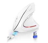 TECKNET Mouse Verticale, Mouse Bluetooth Ergonomico Ricaricabile, Wireless Ottico Right Handed 6 Pulsanti, Multi-dispositivo (BT5.0/3.0+USB-A), 4800 DPI 6 Livelli Regolabili, Ampia compatibilità-Weiß