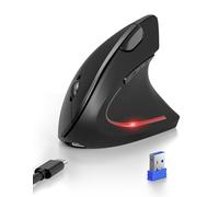 TECKNET Mouse Verticale, Mouse Jiggler Bluetooth Ergonomico Ricaricabile, Wireless Right Handed 6 Pulsanti, Multi-dispositivo(BT5.0/3.0+USB-A),4800 DPI 6 Livelli Regolabili,Ampia compatibilità-Jiggler