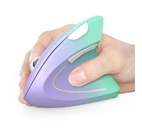 TECKNET Mouse Verticale, 4800 DPI Mouse Wireless Ergonomico, Protegge Il Braccio, Mice Senza Fili 6 Pulsanti per PC, Computer Portatile, Mac, Verde Viola