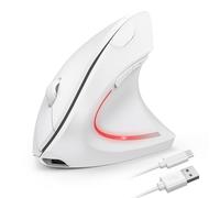 TECKNET Mouse Verticale Wireless Ricaricabile, 4800 DPI Mouse Ergonomico Silenzioso Senza Fili, 6 Pulsanti, 2.4GHz con Ricevitore USB per PC, Computer, Laptop, Mac, Bianco