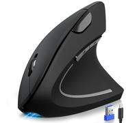 TECKNET Mouse Verticale Wireless Ricaricabile, 4800 DPI Mouse Ergonomico Silenzioso Senza Fili, 6 Pulsanti, 2.4GHz con Ricevitore USB per PC, Computer, Laptop, Mac, Nero