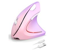 TECKNET Mouse Verticale Wireless Ricaricabile, 4800 DPI Mouse Ergonomico Silenzioso Senza Fili, 6 Pulsanti, 2.4GHz con Ricevitore USB per PC, Computer, Laptop, Mac, Rosa-Viola