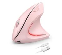 TECKNET Mouse Verticale Wireless Ricaricabile, 4800 DPI Mouse Ergonomico Silenzioso Senza Fili, 6 Pulsanti, 2.4GHz con Ricevitore USB per PC, Computer, Laptop, Mac, Rosa