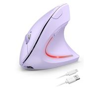 TECKNET Mouse Verticale Wireless Ricaricabile, Design Ergonomico, Viola