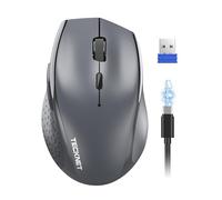 TECKNET Mouse Wireless, 3200 DPI Ergonomico Mouse Senza Fili, 2.4 GHz Ricevitore, 6 Pulsanti, 30 Mesi Durata Batteria, Compatibile con PC, Mac, Laptop, Chromebook-Grigio
