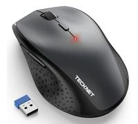 TECKNET Mouse Wireless, 4800 DPI Silenzioso Mouse Senza Fili Ergonomico, 2.4 GHz Ricevitore, 6 Pulsanti, 30 Mesi Durata Batteria, Compatibile con PC, Laptop, Mac, Chromebook - Grigio
