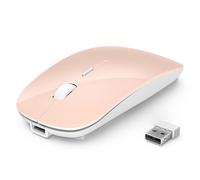 TECKNET Mouse Wireless Bluetooth, Mouse Senza Fili con DPI Regolabile 4800/3200/2400/1600/1200/800, Mouse RF 2.4G con Ricevitore USB, Mouse Portatile Mini da 4 Tasti Compatibile con Laptop, rosa