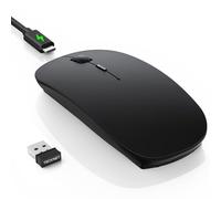 TECKNET Mouse Wireless Bluetooth, Mouse Senza Fili con DPI Regolabile 4800/3200/2400/1600/1200/800, Mouse RF 2.4G con Ricevitore USB, Mouse Portatile Mini da 4 Tasti Compatibile con Laptop, nero