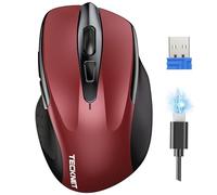 TECKNET Mouse Wireless Ricaricabile, Silenzioso Senza Fili, Riduzione Rumore 90%, 4800 DPI, 6 Pulsanti Ergonomico, 2.4G USB Compatibile Con PC Portatile, Mac, Laptop