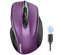 TECKNET Mouse wireless ricaricabile, USB-A, silenzioso, 6 regolabili, 4800 DPI, mouse per computer senza fili, mouse ergonomico per laptop, 6 pulsanti, mouse 2,4 G per Chromebook, impugnatura