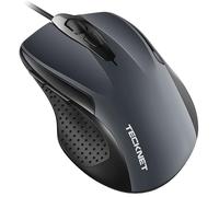 TECKNET PRO Mouse con Filo, 6400 DPI Ottico Mice Cablato, 6 Pulsanti, Cavo USB 1.5M, Plug and Play, Mouse Ergonomico con Filo per PC, Computer, Laptop - Grigio