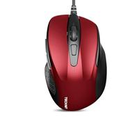 TECKNET PRO Mouse Ottico Cablato, 6400 DPI, 6 Pulsanti, Cavo USB 1.5M, Plug and Play, Ergonomico con Filo per PC, Laptop e Mac - Rosso