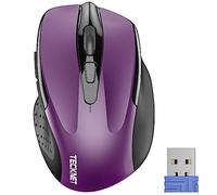 TECKNET PRO Mouse Senza Fili, 2600 DPI Mouse Wireless Ergonomico, 2,4G Ottico con Ricevitore Nano USB, 6 Pulsanti, Durata di Vita di 24 Mesi Compatibile con PC, Mac, Laptop, Viola