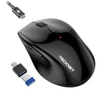 TECKNET PRO Mouse Wireless, Mouse Wireless Silenzioso Ericaricabile con Jiggler, 6400 DPI Topo Ottico Ergonomico Regolabile per laptop, Mac, PC, Windows
