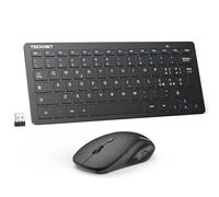 TECKNET Set Tastiera e Mouse Wireless, 2.4G Silenzioso con Ricevitore Nano USB, 12 Scorciatoie Multimediali per Computer, PC, Laptop, Desktop, Smart TV Android