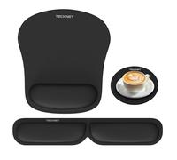 TECKNET Tappetino Mouse Ergonomico 3-In-1, Mouse Pad Poggiapolsi per Tastiera e Sottobicchiere, Kit di Poggiapolsi in Memory Foam per Computer da Ufficio, Gamer, Antiscivolo, Impermeabile e Pieghevole