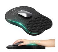 TECKNET Tappetino per mouse ergonomico in memory foam con poggiapolsi e design morbido massaggiante per alleviare il dolore, tappetino per mouse da gioco con cuscino in gel, base antiscivolo in