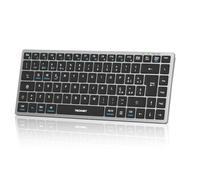 TECKNET Tastiera Bluetooth Ricaricabile, 4-Dispositivo (2.4G USB+3 BT), Mini Tastiera Wireless Italiana, Easy-Switch per Windows, MacOS, iOS, Android, Samsung Tablet, Smart TV, Italiano Layout QWERTY