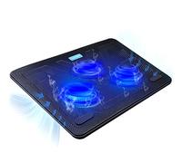 TECKNET Ventola di raffreddamento per computer portatile con dispositivo di raffreddamento a 3 ventole con LED e 2 porte USB 12"-17per laptop