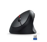 TECKNET Mouse Verticale Wireless, 2.4GHz Senza Fili Mouse Ergonomico, 4800 DPI, Clic Silenziosi, Mouse Wireless 6 Pulsanti Per PC, Computer Portatile, Mac - Nero