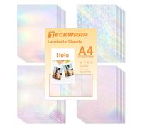 TECKWRAP 28 fogli olografici laminati in vinile trasparente per stampanti a getto d'inchiostro, 21 x 29,7 cm A4 (arcobaleno, pietra, stella, lucido)