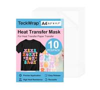 TECKWRAP Maschera a trasferimento termico per carta a trasferimento termico per magliette, 10 pezzi, A4 (210 x 297 mm), pellicola trasparente per trasferimento di calore in vinile stampabile HTV