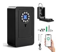 TECKZOON Cassetta portachiavi intelligente 8 in 1 con impronte digitali, codice numerico, password, Bluetooth e autorizzazione remota, cassaforte per chiavi da parete, IP54, resistente alle intemperie