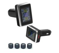 TECKZOON Set di monitoraggio della Pressione dei Pneumatici con Display Indipendente a Quattro Ruote, con 4 sensori Esterni Wireless IP68, Monitor della Pressione TPMS, Adatto per Camper/SUV/berline