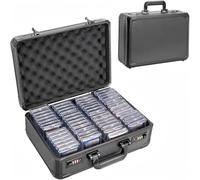TECKZOON Valigetta per carte da collezione, oltre 160 carte, 4 file, per PSA, BGS, CSG, Graded Card Storage Box con scomparti rimovibili in schiuma e lucchetto a combinazione