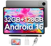 TECLAST M50T Android 16 Tablet 10.1 Pollici Gemini AI, 2GHz Octa-Core, 32GB RAM+128GB ROM+5TB TF, 7000mAh, 2.4G+5G WiFi, GMS Widevine L1, Bluetooth 5.4, 13MP, Face ID/3.5MM/OTG, 2026 Tablets con Penna