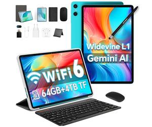 TECLAST P33 Tablet 10.1 Pollici Gemini AI Android Tablets 10 Accessori, 64GB ROM+4TB TF, 2GHz Octa-Core, 5G WiFi/Widevine L1/6000mAh, Tablet con Tastier Custodi Penn Mouse+Auricolari+OTG+Supporto