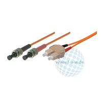 Tecline LWL Patchkabel, 62,5/125 µm, OM1-Faser, 2X ST Stecker/SC Duplex Stecker, Orange, 3,0 m