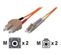Tecline LWL Patchkabel, 62,5/125 µm, OM1-Faser, SC Duplex Stecker/LC Duplex Stecker, Orange, 2,0 m