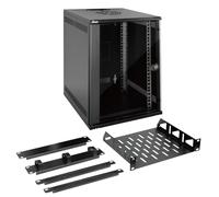 Tecmojo Armadietto dati da parete 9U, armadio server 9U da 10", profondità 330 mm, armadio di rete con ripiano rack, pannelli spazzolati, organizer per cavi per dispositivi AV/IT/dati da 10", capacità