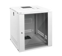 Tecmojo Armadio di rete rack 12U per apparecchiature IT da 19", con porta in vetro e pannelli laterali bloccabili, ventola di raffreddamento, profondità 45 cm, bianco