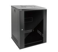 Tecmojo Armadio di rete rack 15U per montaggio a parete per apparecchiature IT da 19", con porta in vetro e pannelli laterali bloccabili, ventola di raffreddamento, profondità 45 cm, nero (15U)