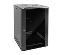Tecmojo Armadio di rete rack 18U per apparecchiature IT da 19", con porta in vetro e pannelli laterali bloccabili, ventola di raffreddamento, profondità 45 cm, per rack dati