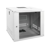 Tecmojo Armadio di rete rack 9U per apparecchiature IT da 19", con porta in vetro e pannelli laterali bloccabili, ventola di raffreddamento, profondità 45 cm, bianco, rack dati per apparecchiature