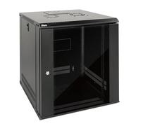 Tecmojo Armadio per server 12U, profondità 450 mm, montaggio a parete, con serratura, porta e pannelli laterali, nero, porta in vetro standard, per apparecchiature IT da 19", dispositivi A/V