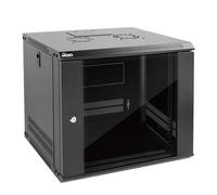 Tecmojo Armadio per server 9U, profondità 450 mm, montaggio a parete, con serratura, porta e pannelli laterali, nero, porta in vetro standard, per apparecchiature IT da 19", dispositivi A/V