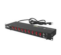 Tecmojo Barra di alimentazione a 9 prese, interruttore PDU singolo orizzontale, 1,8 m, con 2 USB e 2 Tipo C, per rack IT e armadi di rete